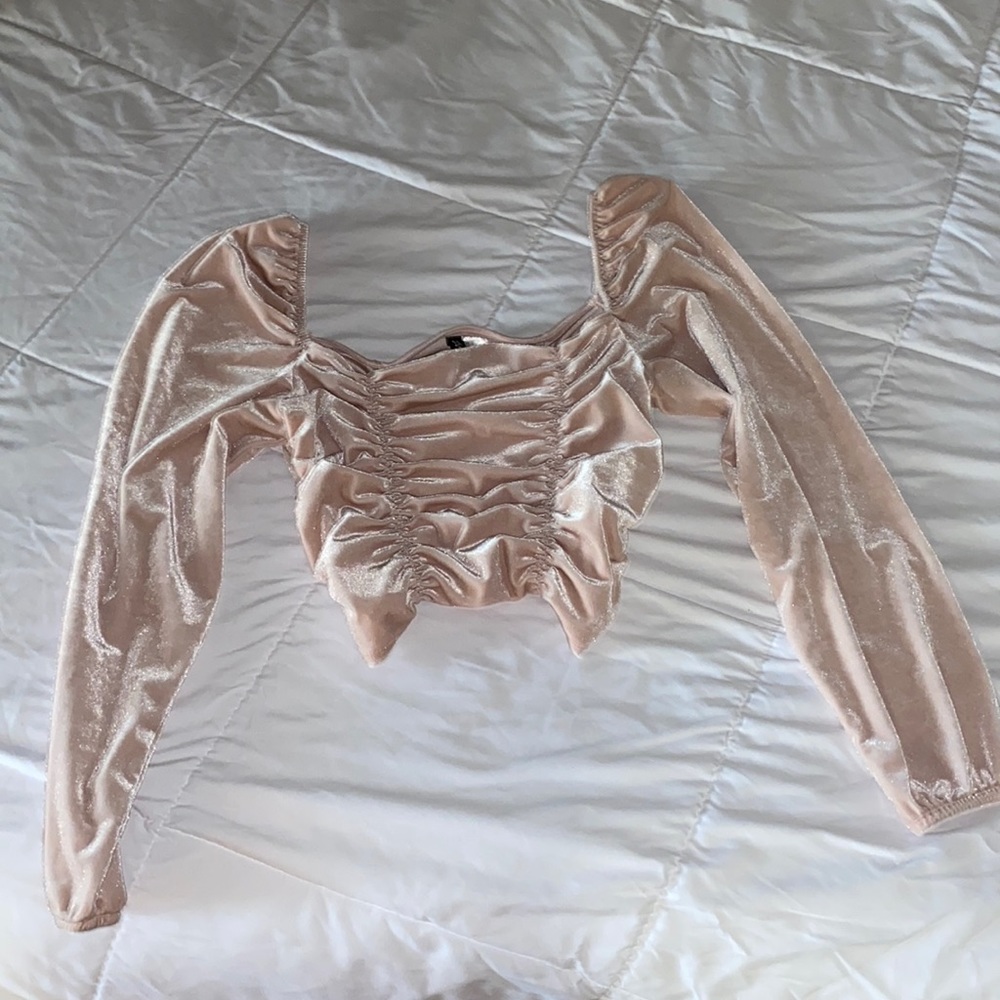 H&M Blush Pink Velvet Blouse